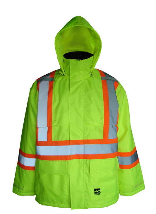 High visibility green insulated jacket