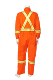 High visibility FR CSA striped coveralls back view