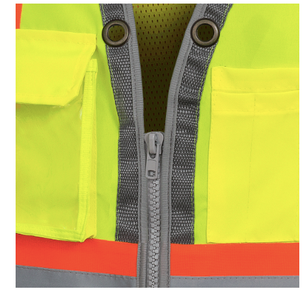 HI-VIZ MESH BACK ZIP FRONT SURV. SAFETY VEST