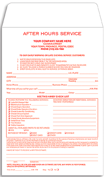 After hours drop box envelope automotive
