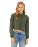 Ladies cropped green fleece hoodie