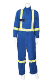 Blue safety coveralls FR front view