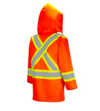 Orange High Visibility Safety Rain Jacket Back View
