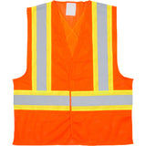 Traffic Safety Vest, High Visibility Orange, Medium, Polyester, CSA Z96 Class 2 - Level 2