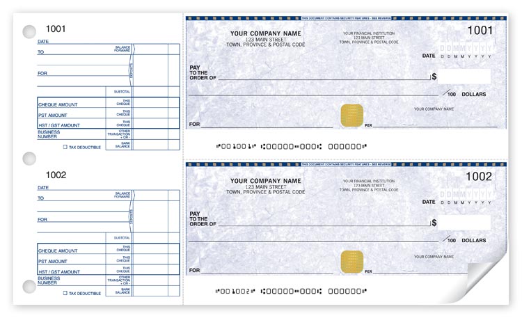 Two to a page manual cheque