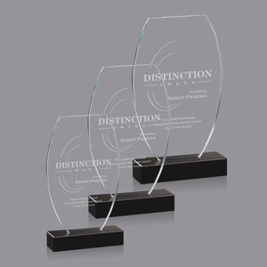 Crystal award with black base in three sizes