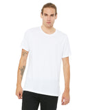 Unisex white t-shirt on model
