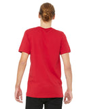 Red unisex t-shirt on male model back view