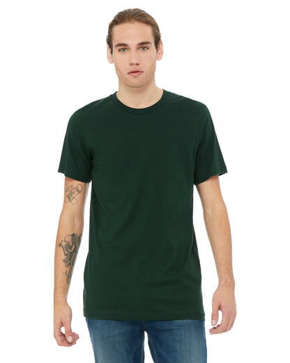 Green unisex t-shirt on male model