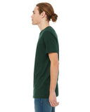 Green unisex t-shirt on male model side view