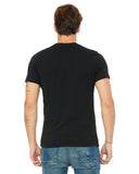 Black unisex t-shirt back view on model
