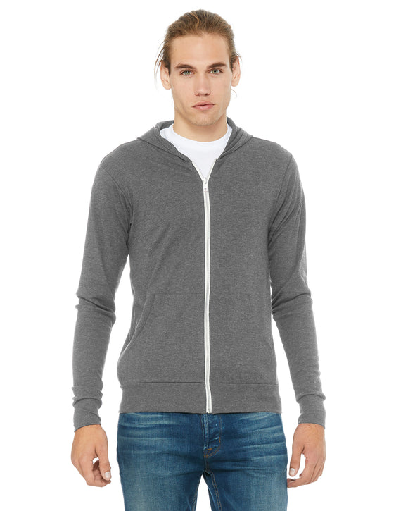 Triblend grey zip up sweater