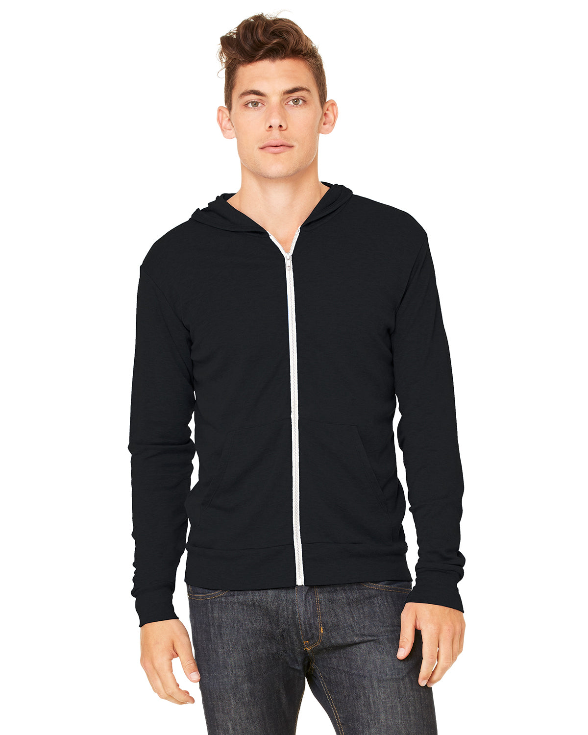 Triblend Black zip up sweater