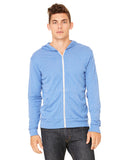 Triblend light blue zip up sweater