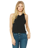 ladies cropped racerback black tank top