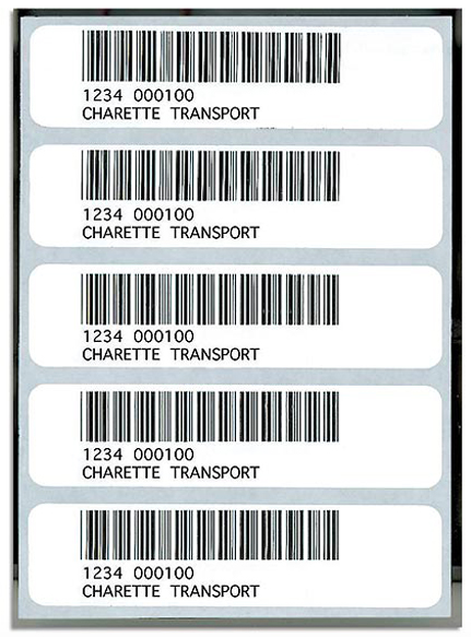 Five A8A Bar Code Labels Black Ink