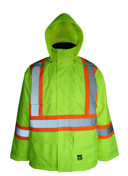 High visibility green insulated jacket