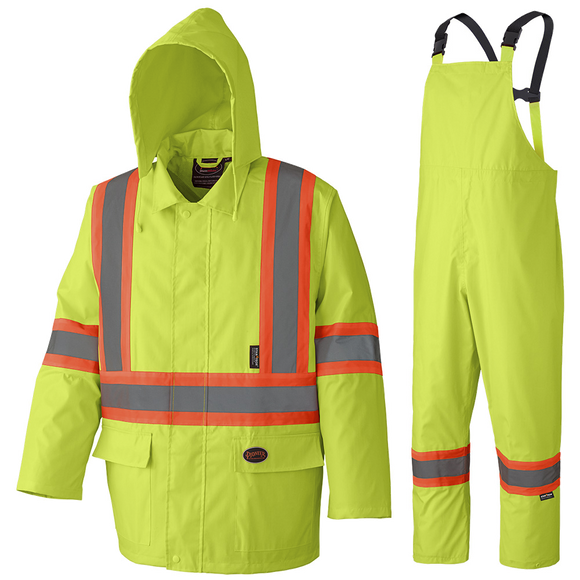 HV WTRPF SFTY RAINSUIT - 210D OX. POLY W PVC BKNG