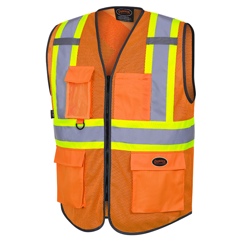 HI-VIZ ZIPPER FRONT MESH SAFETY VEST - ORANGE