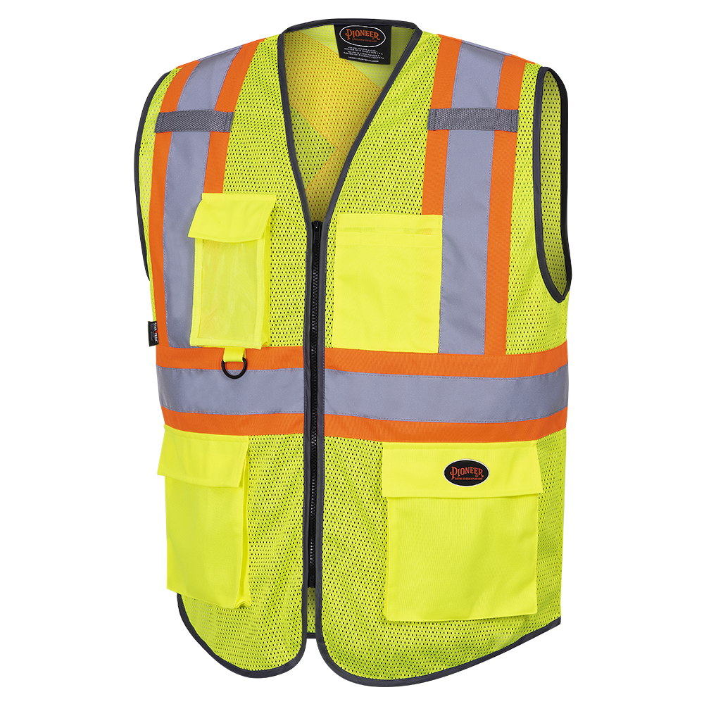 HI-VIZ ZIPPER FRONT MESH SAFETY VEST