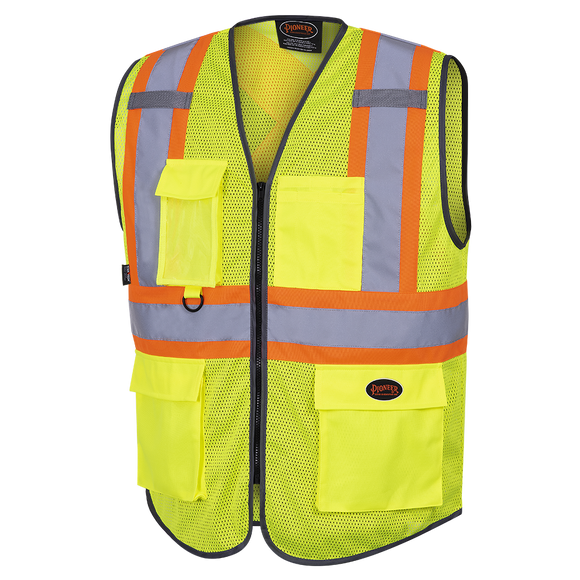 HI-VIZ ZIPPER FRONT MESH SAFETY VEST