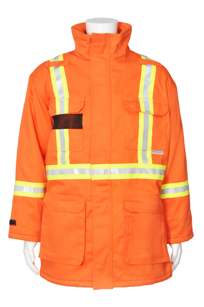 High visibility FR CSA striped insulated parka