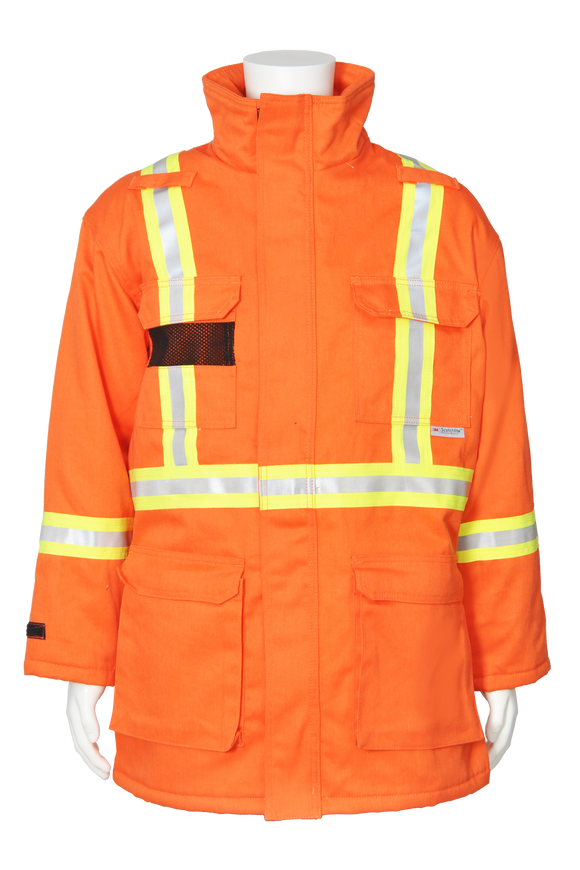High visibility FR CSA striped insulated parka