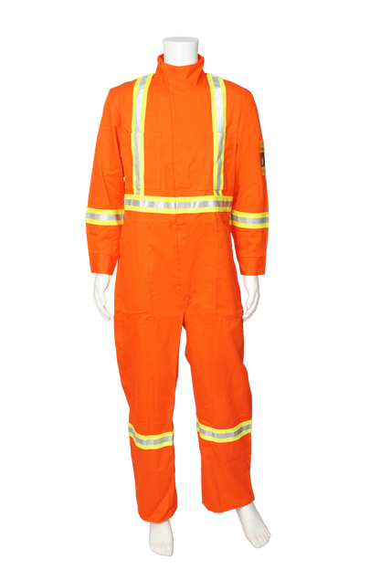 High visibility FR CSA striped coveralls