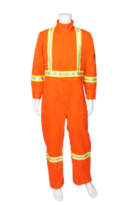 High visibility FR CSA striped coveralls