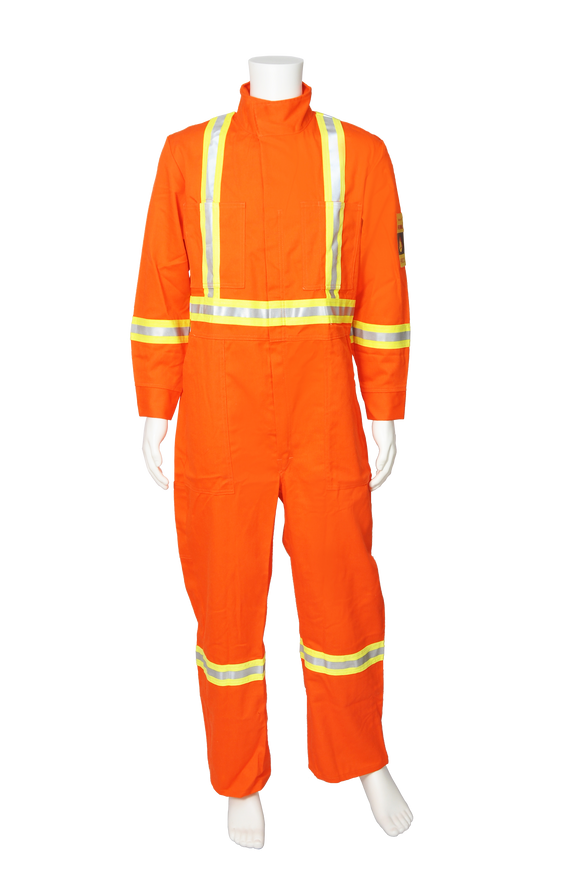 High visibility FR CSA striped coveralls