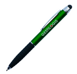 Plastic Green Pen with Stylus