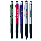 Multiple colours of a plastic pen with stylus