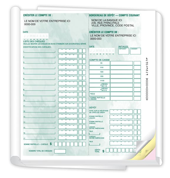 French Deposit Slip Books QF487