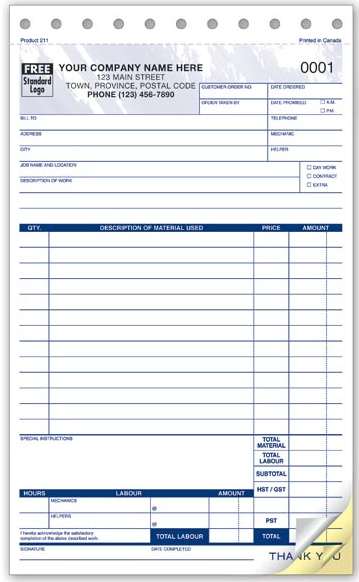 Compact Job Order & Invoice Forms 211