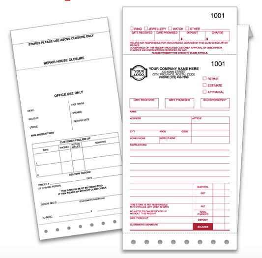 Jeweller Forms - Jewellery Repair Envelopes (766)