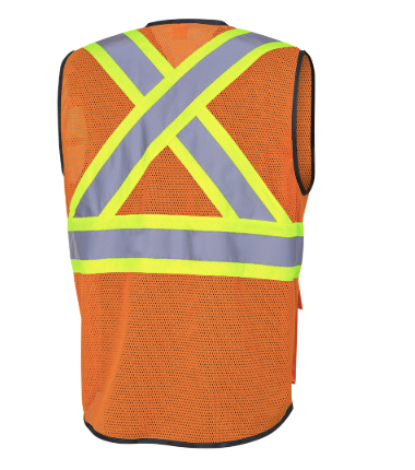 HI-VIZ ZIPPER FRONT MESH SAFETY VEST - ORANGE