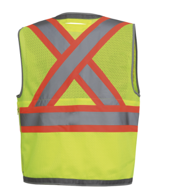 HI-VIZ MESH BACK ZIP FRONT SURV. SAFETY VEST