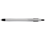 Silver plastic pen with black accents