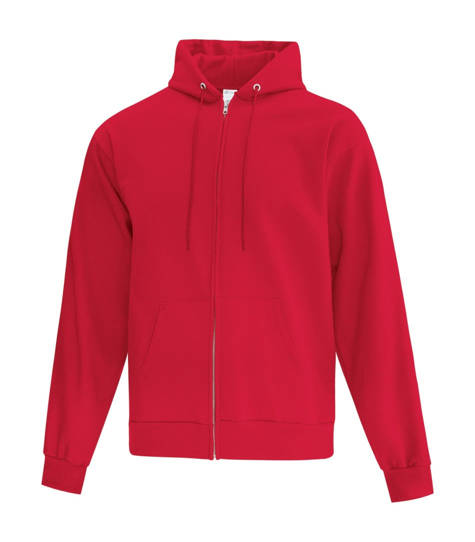 Red full zip sweatshirt