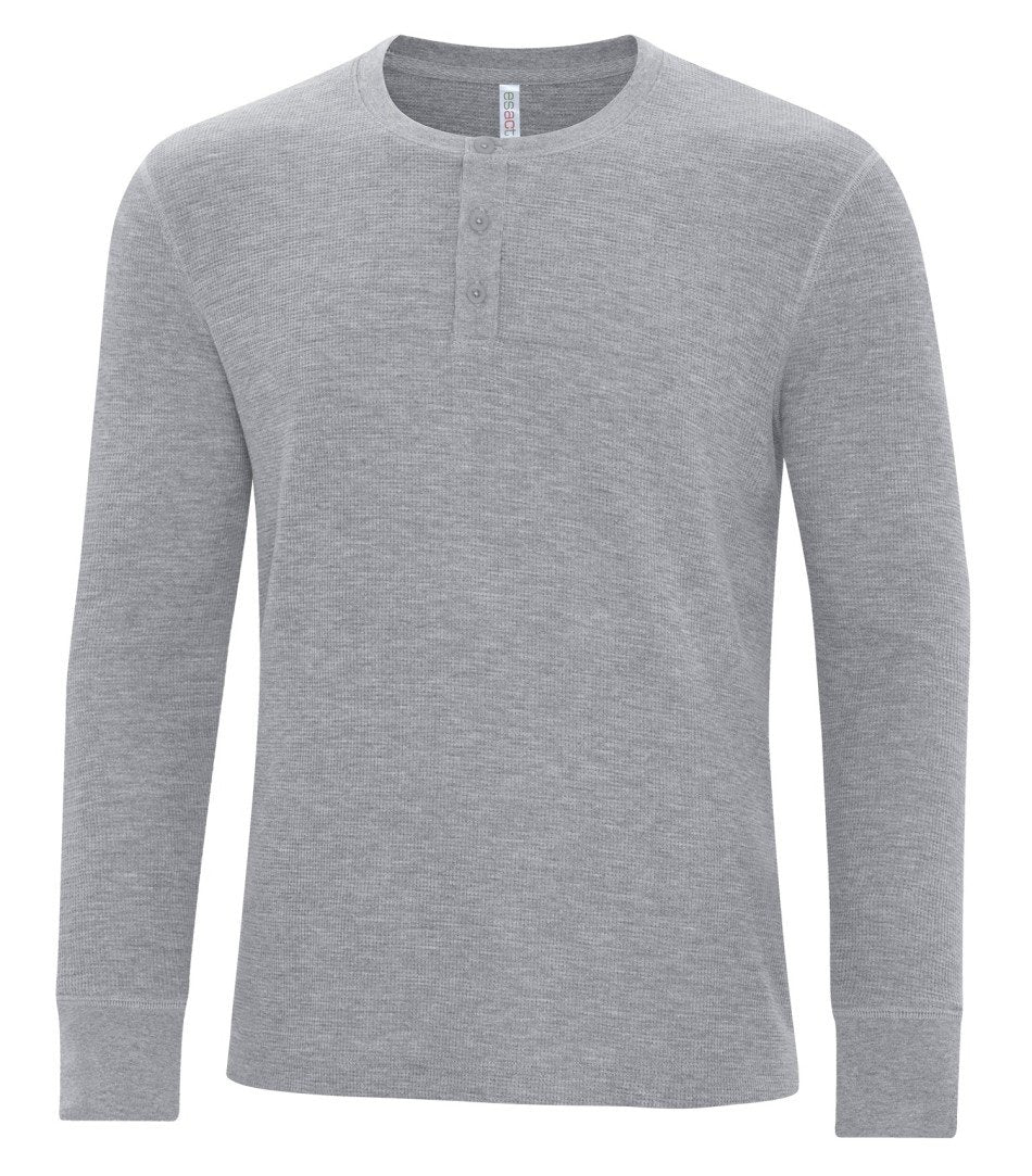 Mens long sleeve henley athletic grey