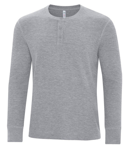 Mens long sleeve henley athletic grey
