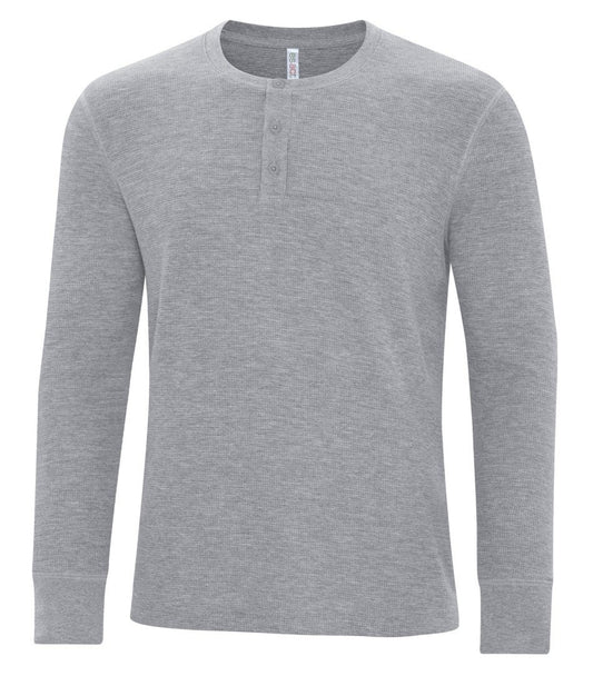 Mens long sleeve henley athletic grey