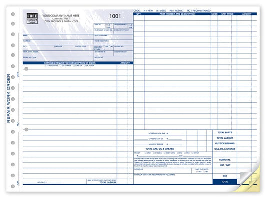 Automotive Repair Work Order/Invoice