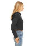 Ladies cropped grey fleece hoodie