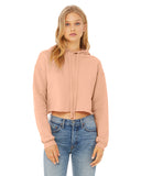 Ladies cropped pink fleece hoodie