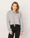 Ladies cropped grey fleece hoodie