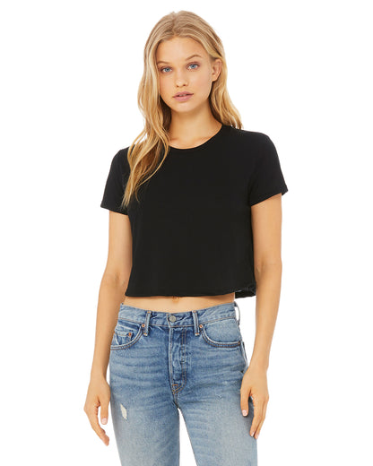 Ladies black cropped t-shirt