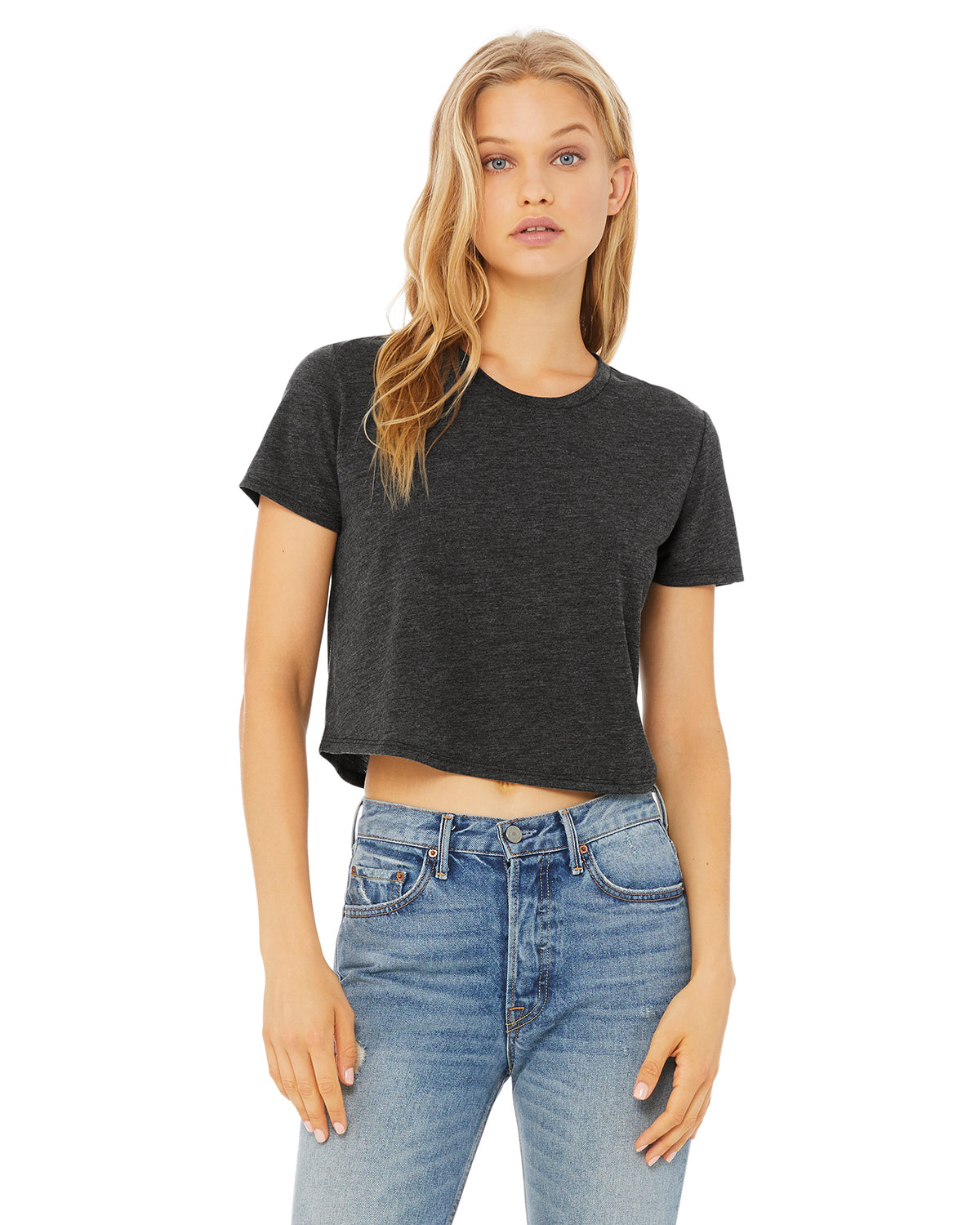 Ladies grey cropped t-shirt