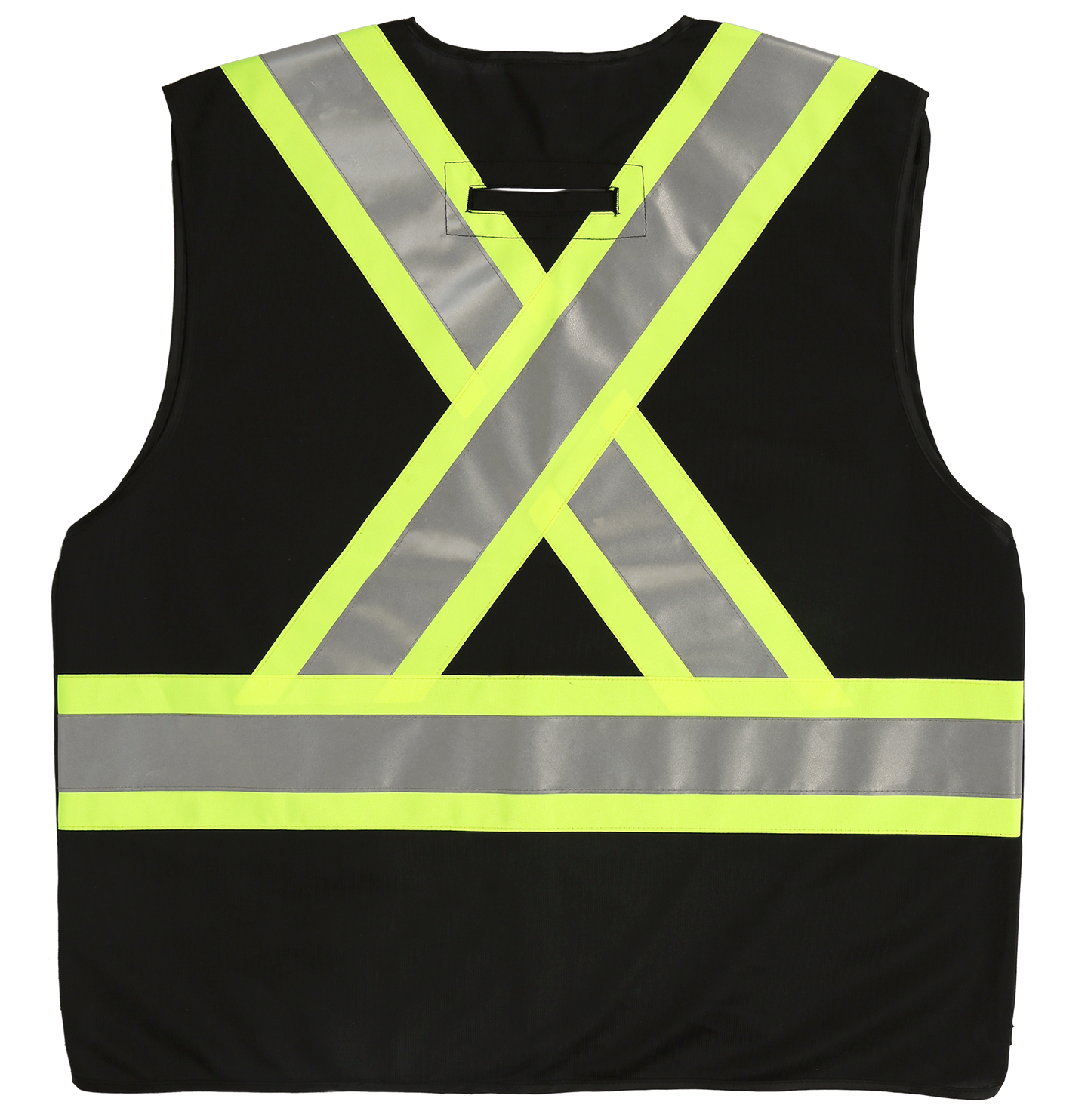 Black five point tear away safety vest back view