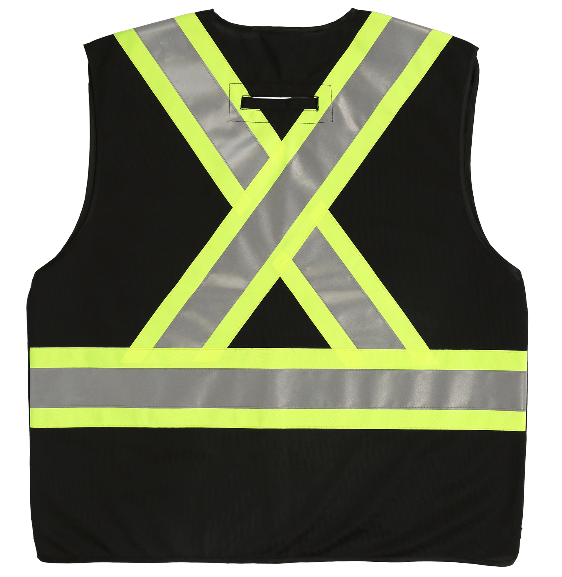 Black five point tear away safety vest back view